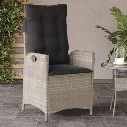 Gartensessel mit Kissen 2 Stk. Verstellbar Hellgrau Poly Rattan