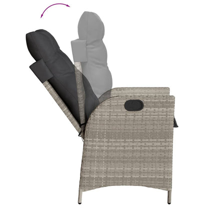 Gartensessel mit Kissen 2 Stk. Verstellbar Hellgrau Poly Rattan