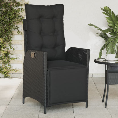 Gartensessel mit Fußteil 2 Stk. Verstellbar Schwarz Poly Rattan