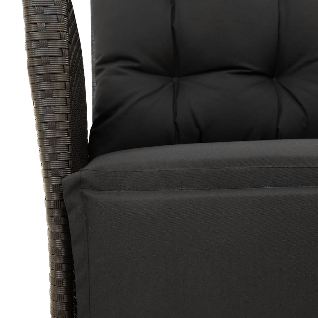 Gartensessel mit Fußteil 2 Stk. Verstellbar Schwarz Poly Rattan