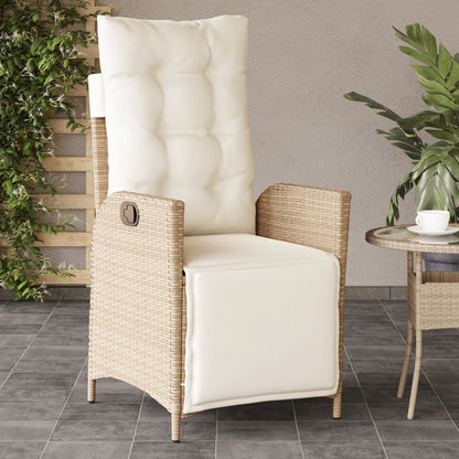 Gartensessel mit Fußteil 2 Stk. Verstellbar Beige Poly Rattan