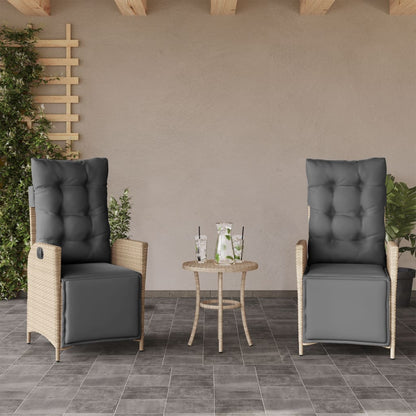 Gartensessel mit Fußteil 2 Stk. Verstellbar Poly Rattan