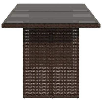 Gartentisch mit Glasplatte Braun 190x80x74 cm Poly Rattan