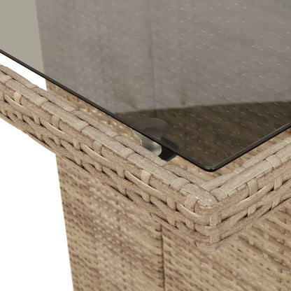 Gartentisch mit Glasplatte Beige 190x80x74 cm Poly Rattan