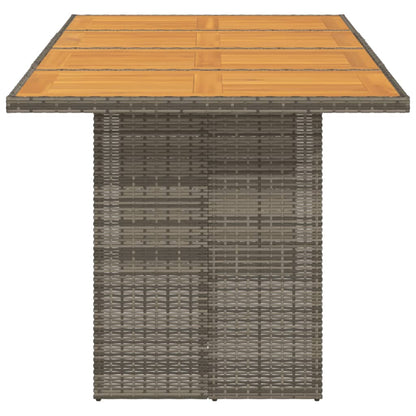 Gartentisch mit Akazienholz-Platte Grau 190x80x74cm Poly Rattan