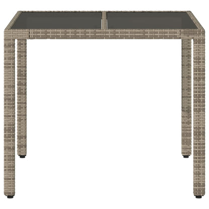 Gartentisch mit Glasplatte Grau 90x90x75 cm Poly Rattan