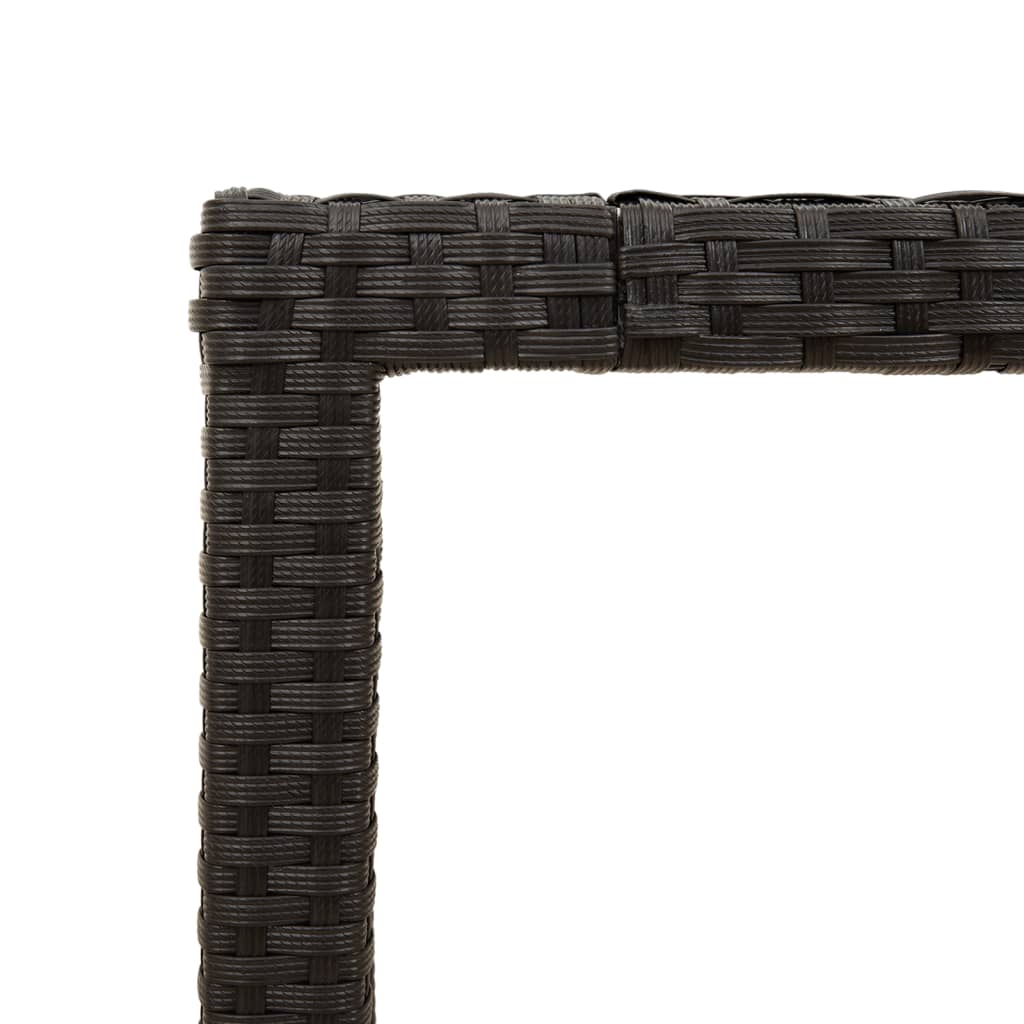 Gartentisch mit Holzplatte Schwarz 90x90x75 cm Poly Rattan