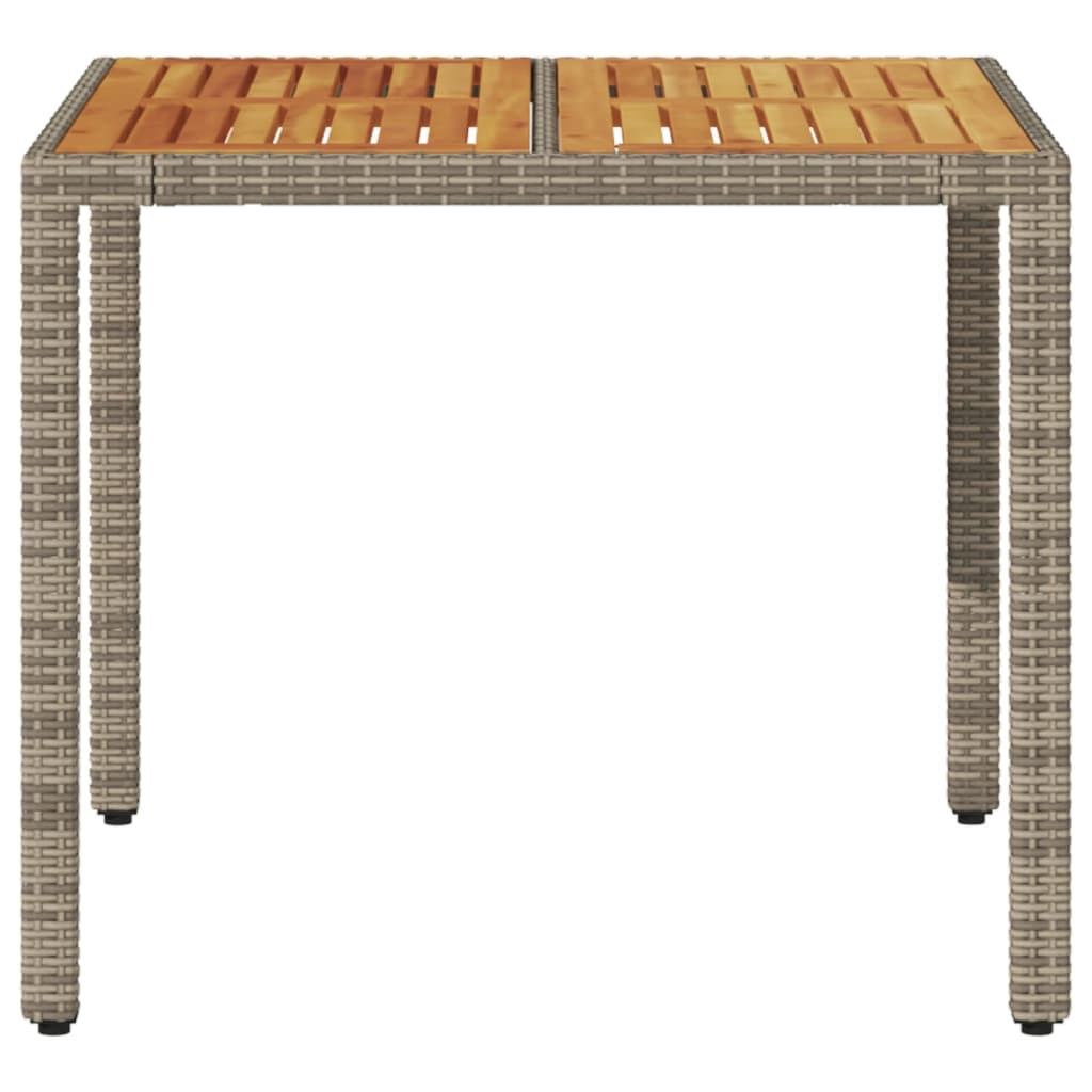 Gartentisch mit Akazienholz-Platte Grau 90x90x75 cm Poly Rattan