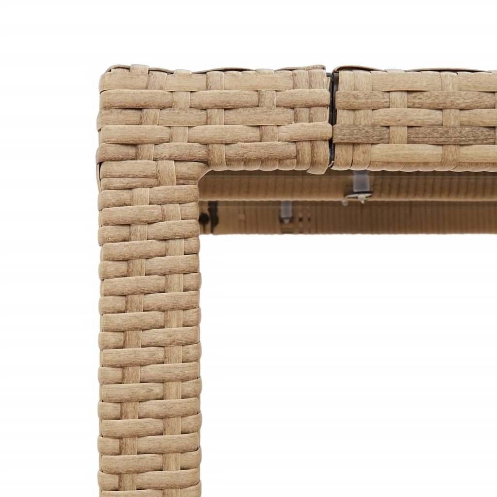 Gartentisch mit Glasplatte Beige 150x90x75 cm Poly Rattan