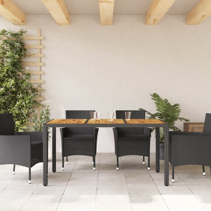 Gartentisch mit Akazienholz-Platte Schwarz Poly Rattan