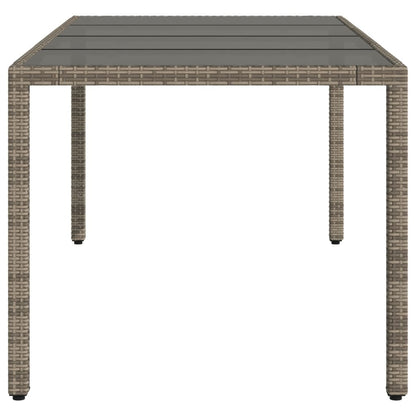 Gartentisch mit Glasplatte Grau 190x90x75 cm Poly Rattan