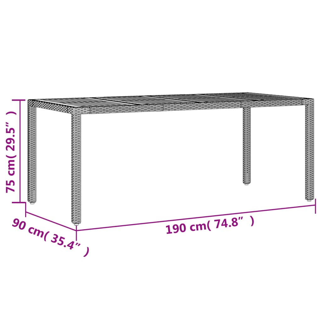 Gartentisch mit Akazienholz-Platte Schwarz Poly Rattan