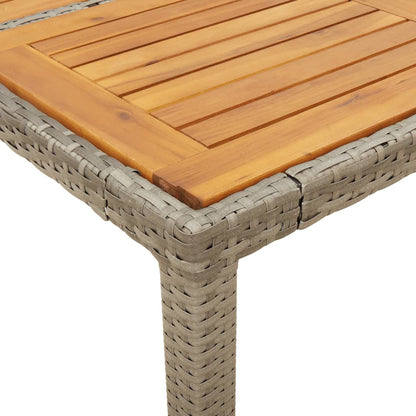 Gartentisch mit Akazienholz-Platte Grau 190x90x75cm Poly Rattan