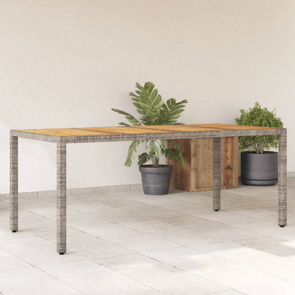 Gartentisch mit Akazienholz-Platte Grau 190x90x75cm Poly Rattan