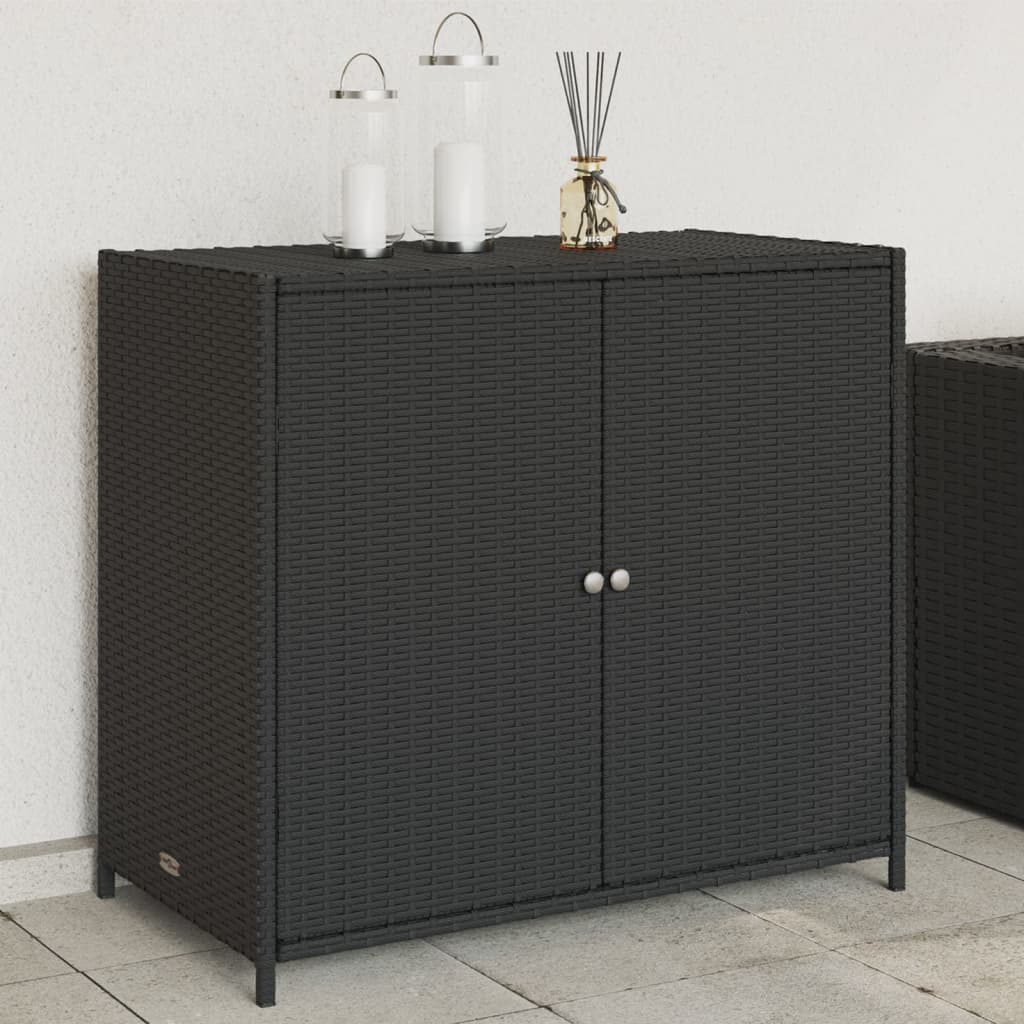 Gartenschrank Schwarz 83x45x76 cm Poly Rattan