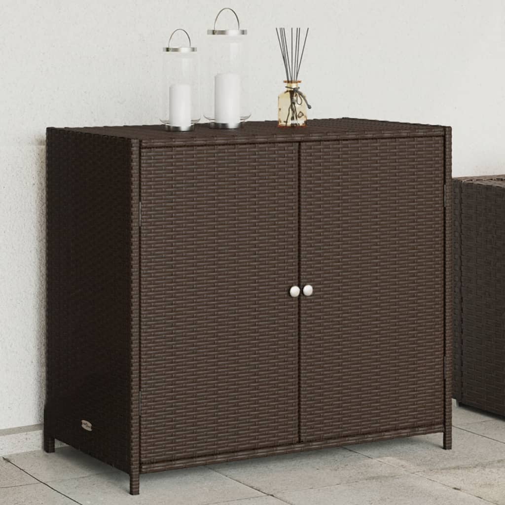 Gartenschrank Braun 83x45x76 cm Poly Rattan