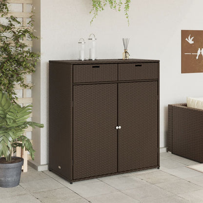 Gartenschrank Braun 105x55x113 cm Poly Rattan