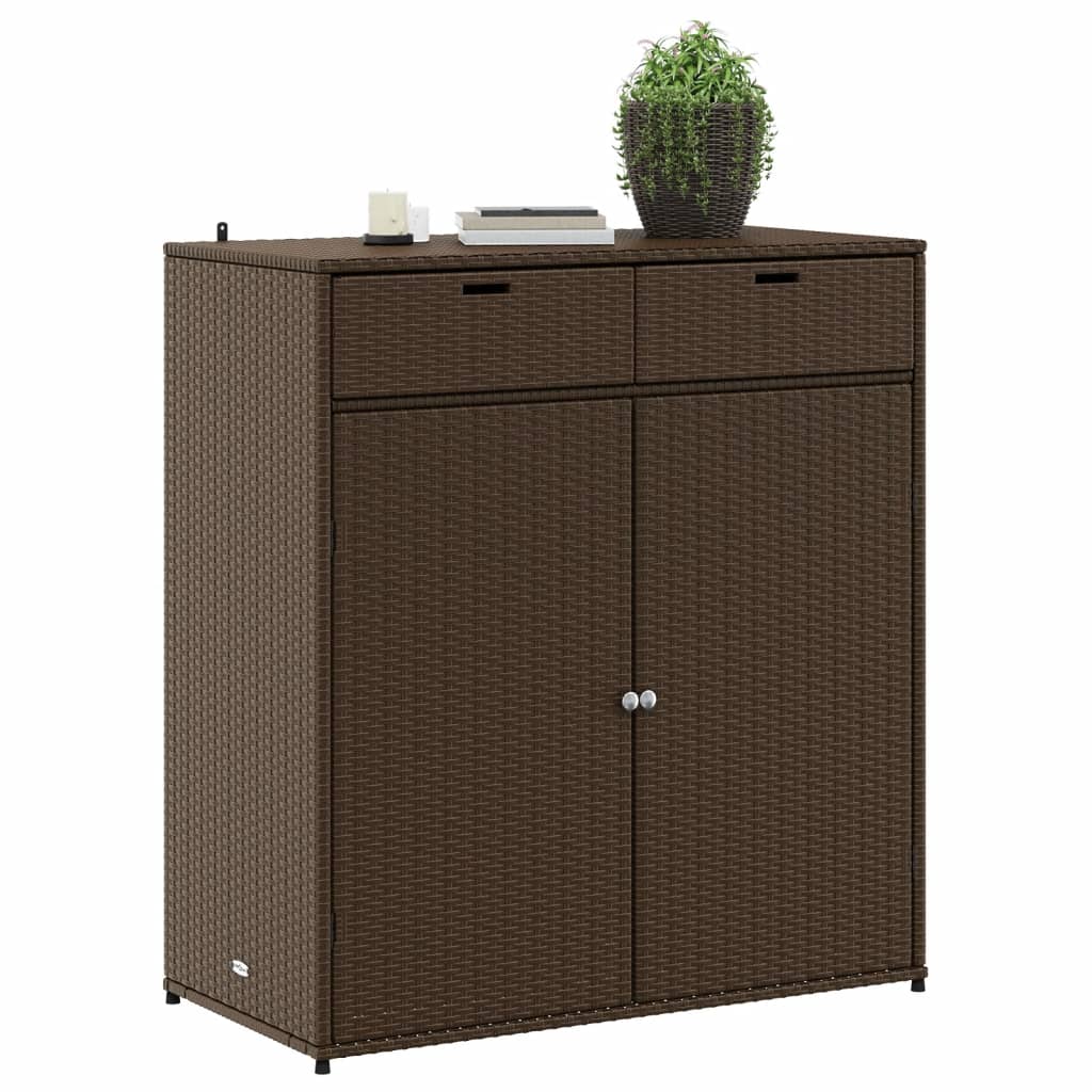 Gartenschrank Braun 105x55x113 cm Poly Rattan