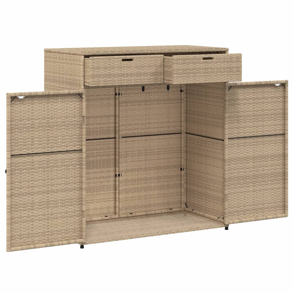 Gartenschrank Beige 105x55x113 cm Poly Rattan