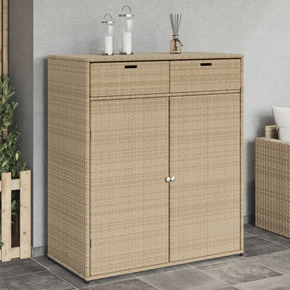 Gartenschrank Beige 105x55x113 cm Poly Rattan