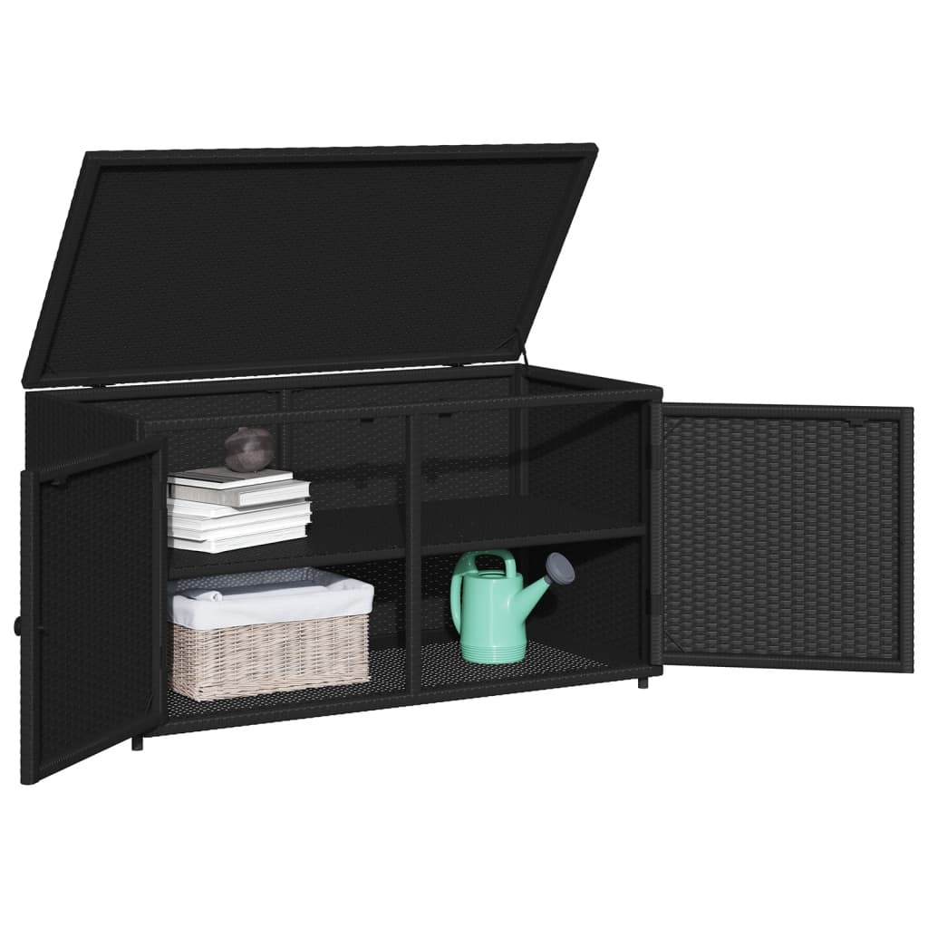 Gartenschrank Schwarz 110x55x60,5 cm Poly Rattan