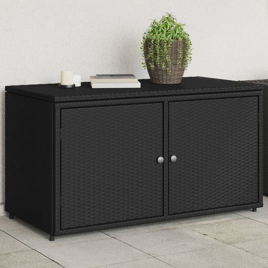 Gartenschrank Schwarz 110x55x60,5 cm Poly Rattan