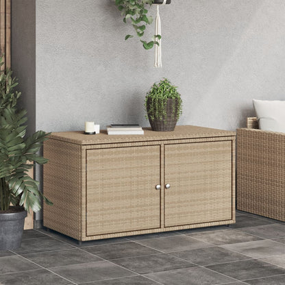 Gartenschrank Beige 110x55x60,5 cm Poly Rattan