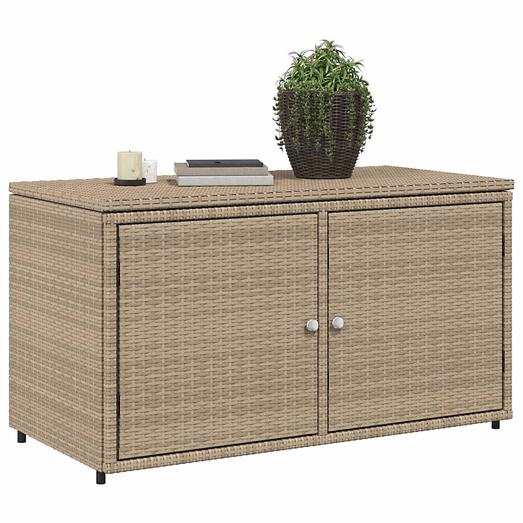 Gartenschrank Beige 110x55x60,5 cm Poly Rattan