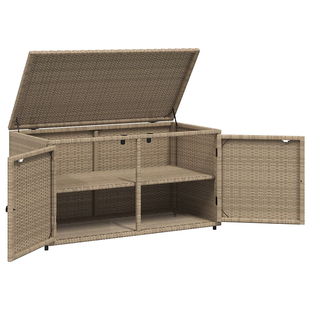 Gartenschrank Beige 110x55x60,5 cm Poly Rattan