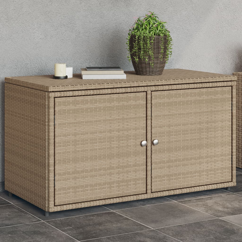 Gartenschrank Beige 110x55x60,5 cm Poly Rattan