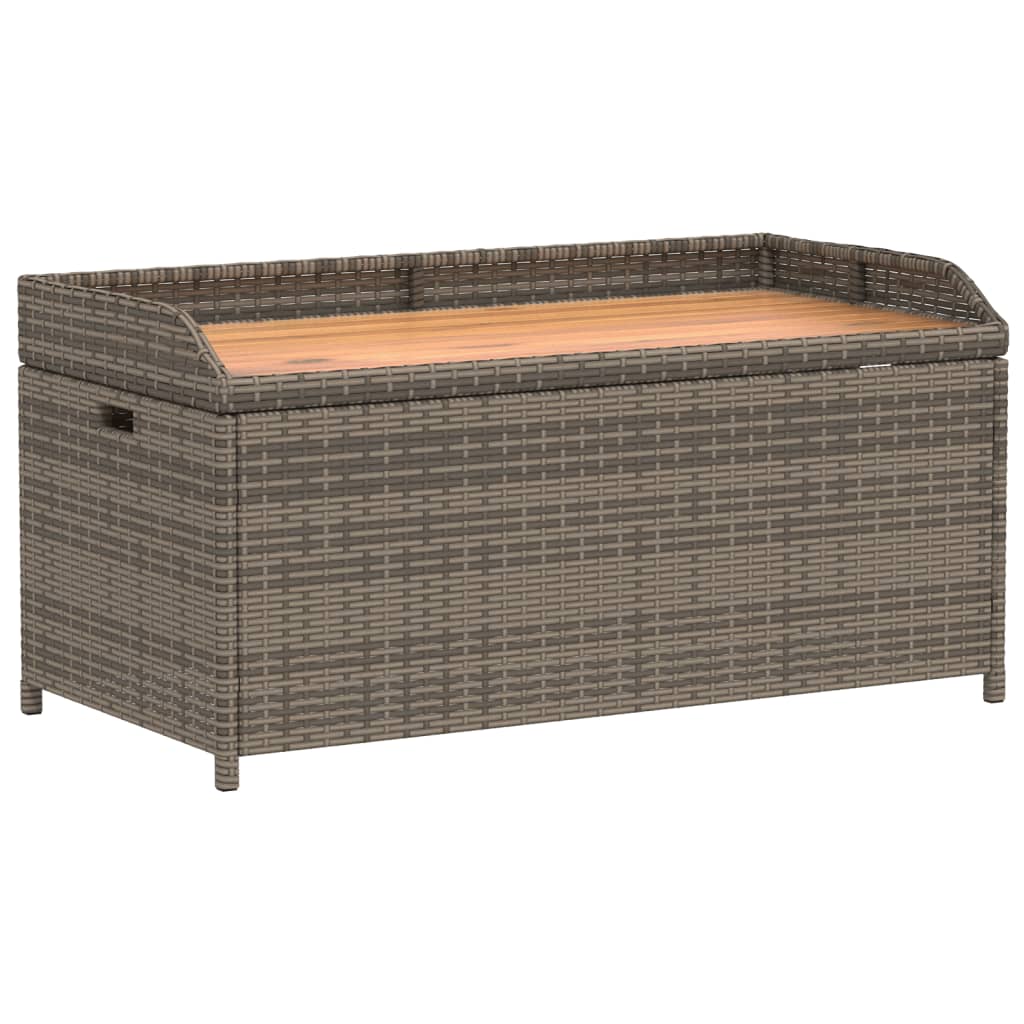 Bank mit Stauraum Grau 100x50x52 cm Poly Rattan Akazienholz