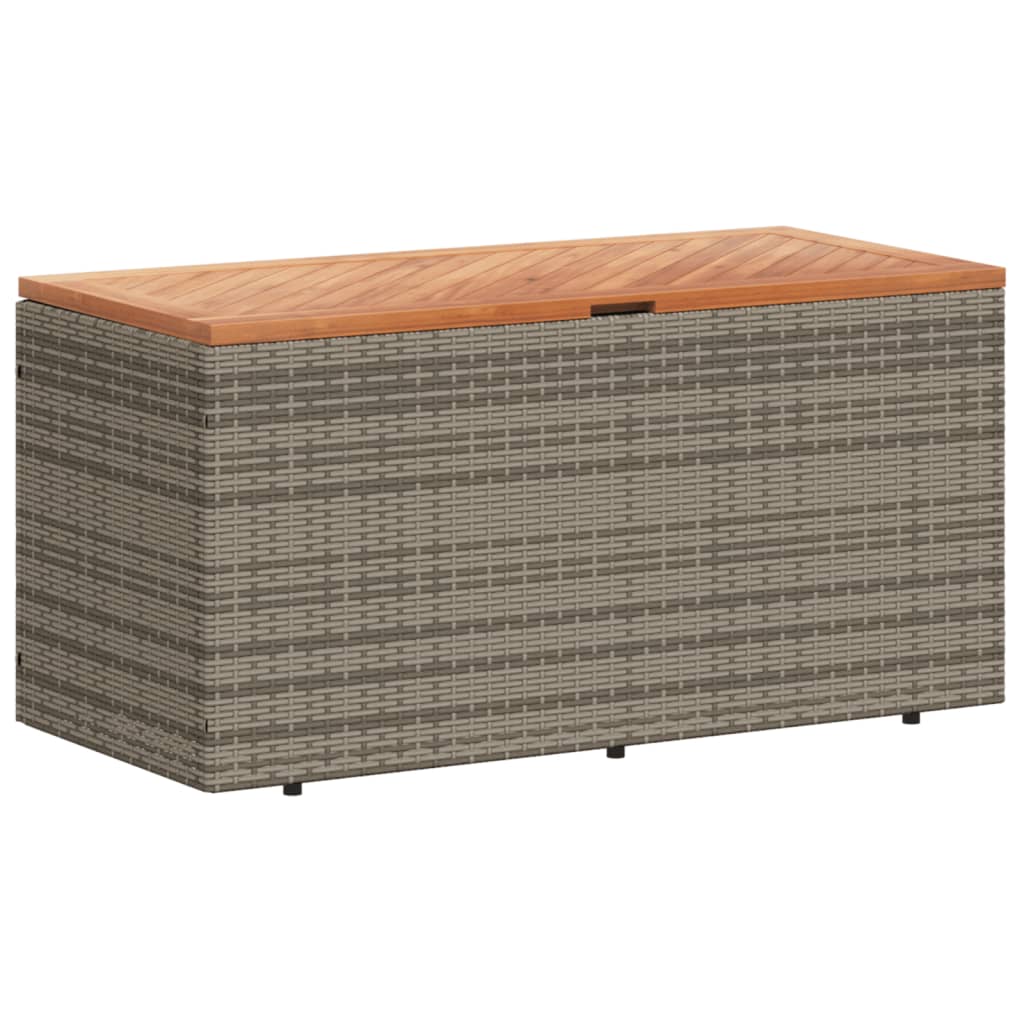 Gartentruhe Grau 110x50x54 cm Poly Rattan Akazienholz