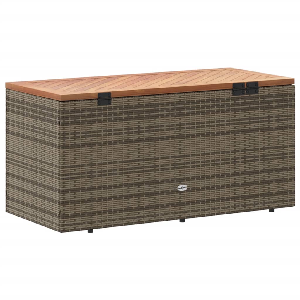 Gartentruhe Grau 110x50x54 cm Poly Rattan Akazienholz