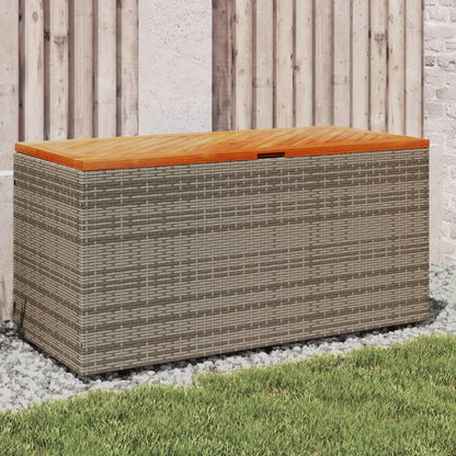 Gartentruhe Grau 110x50x54 cm Poly Rattan Akazienholz