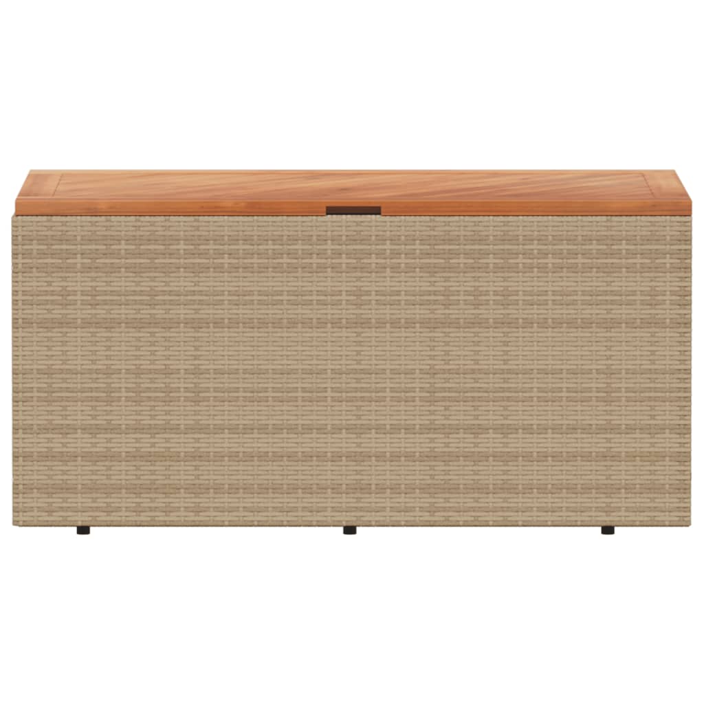 Gartentruhe Beige 110x50x54 cm Poly Rattan Akazienholz