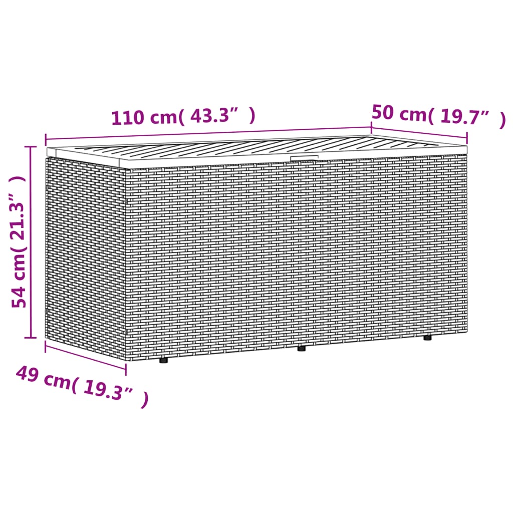 Gartentruhe Beige 110x50x54 cm Poly Rattan Akazienholz