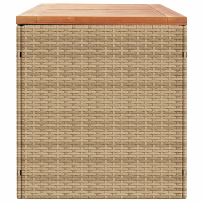 Gartentruhe Beige 220x50x54 cm Poly Rattan Akazienholz