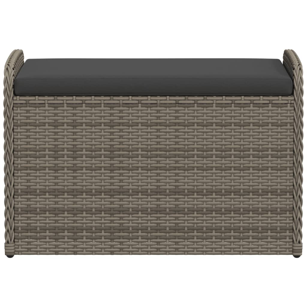 Sitzbank mit Stauraum & Kissen Grau 80x51x52 cm Poly Rattan