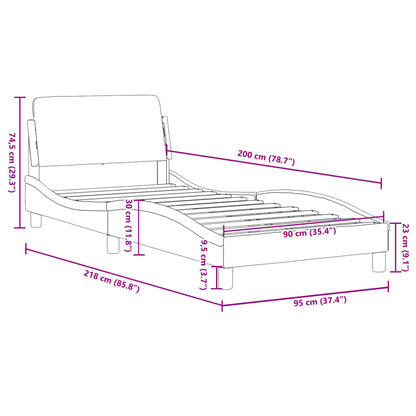 Bettgestell mit Kopfteil ohne Matratze Creme 90x200 cm Stoff