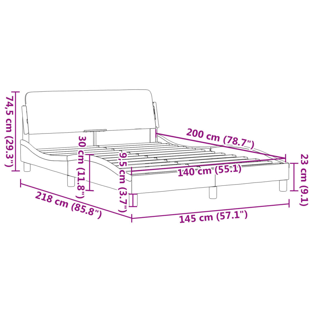 Bettgestell ohne Matratze Dunkelgrau 140x200 cm Stoff