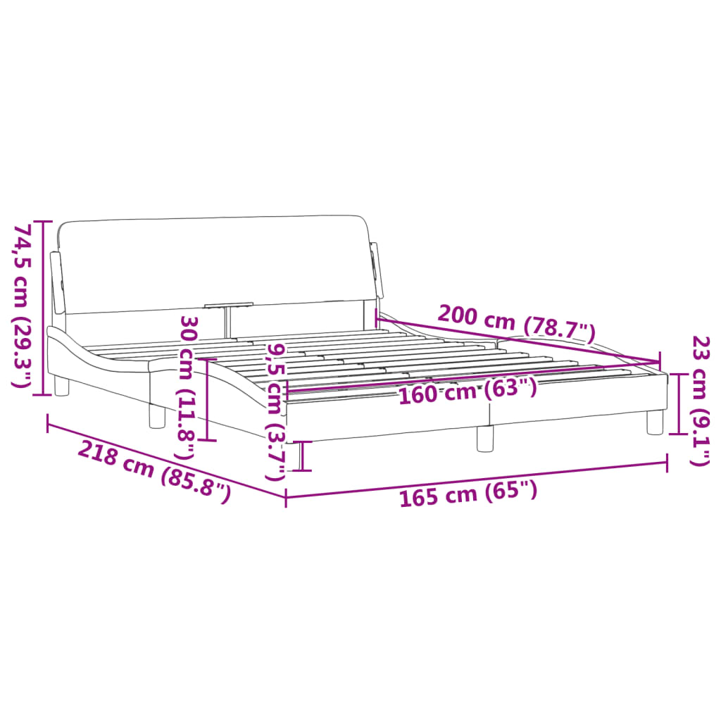 Bettgestell ohne Matratze Dunkelbraun 160x200 cm Stoff