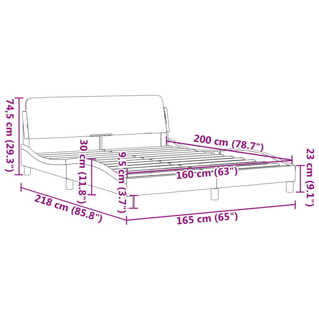 Bettgestell ohne Matratze Dunkelgrau 160x200 cm Samt