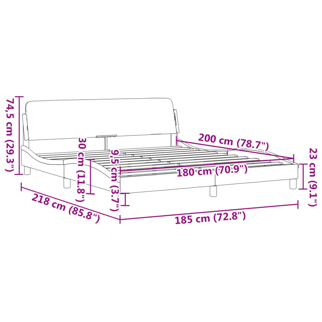 Bettgestell ohne Matratze Hellgrau 180x200 cm Stoff