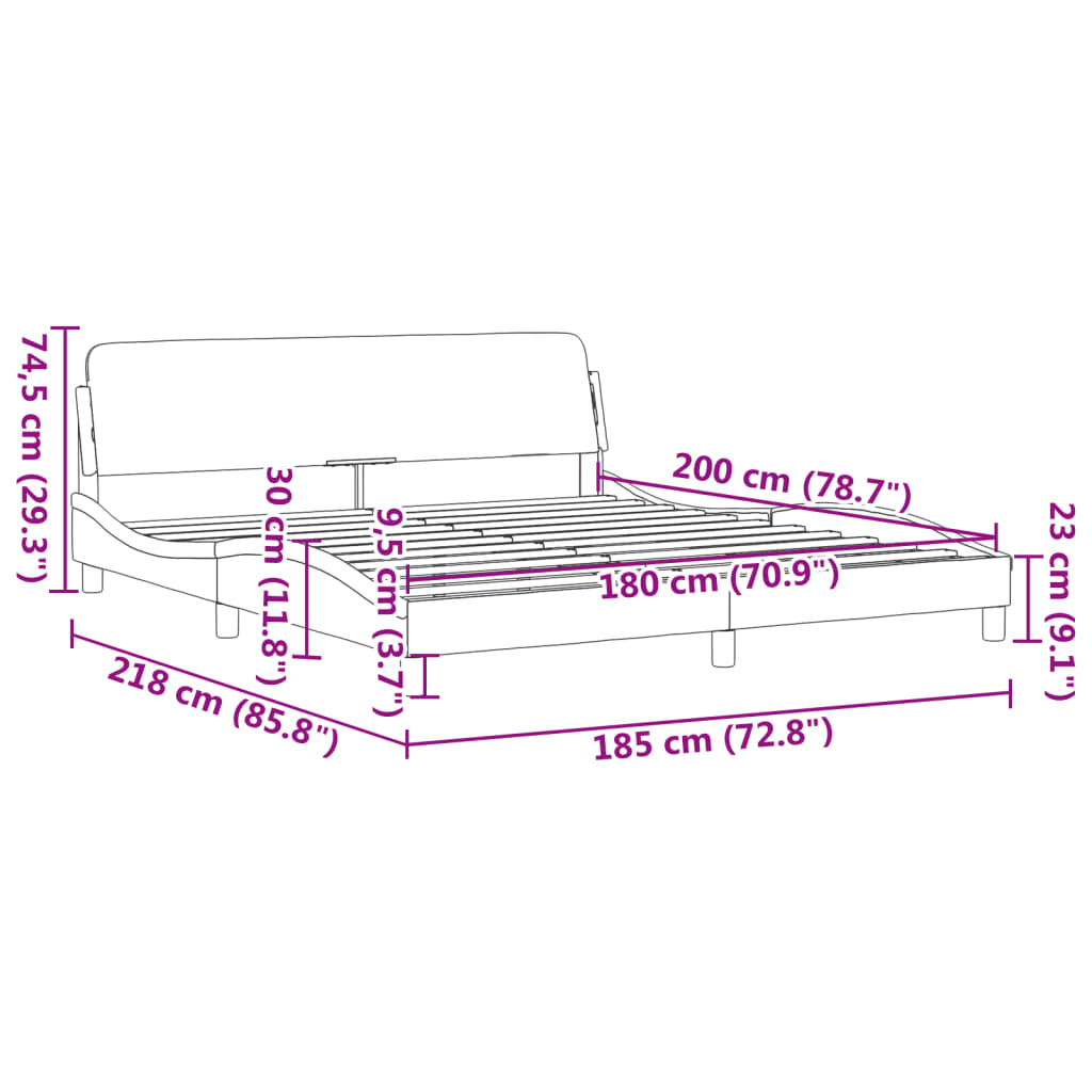 Bettgestell ohne Matratze Dunkelgrau 180x200 cm Stoff