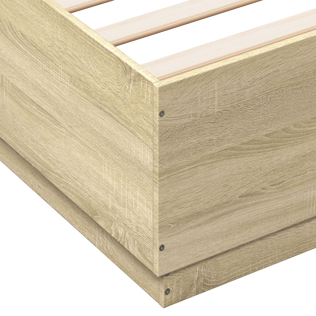 Bettgestell mit LED Sonoma-Eiche 200x200 cm Holzwerkstoff