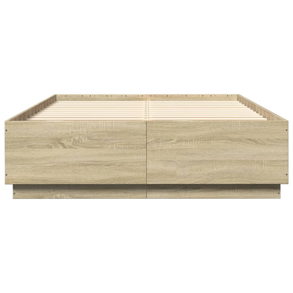 Bettgestell mit LED Sonoma-Eiche 160x200 cm Holzwerkstoff