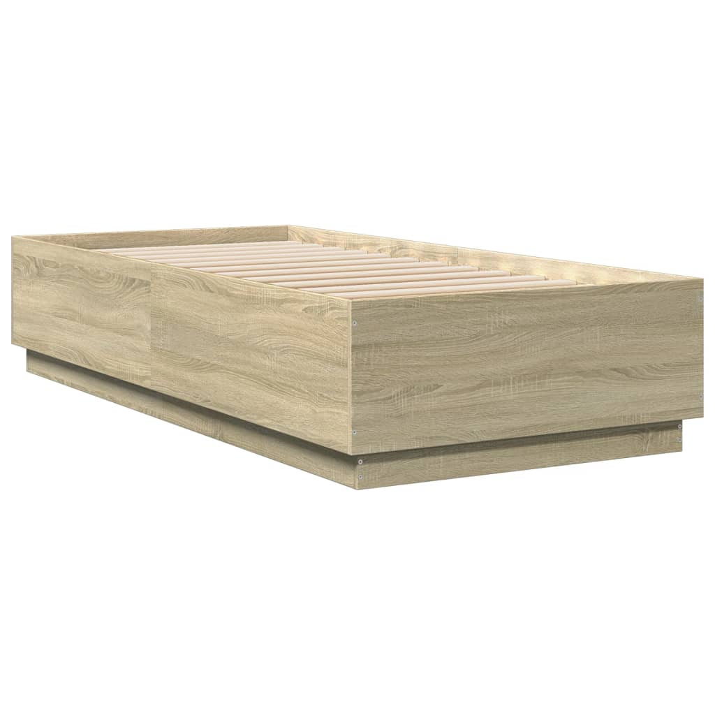 Bettgestell mit LED Sonoma-Eiche 90x200 cm Holzwerkstoff