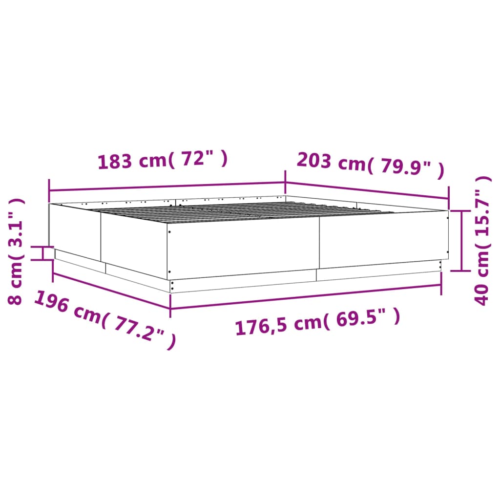 Bettgestell Schwarz 180x200 cm Holzwerkstoff