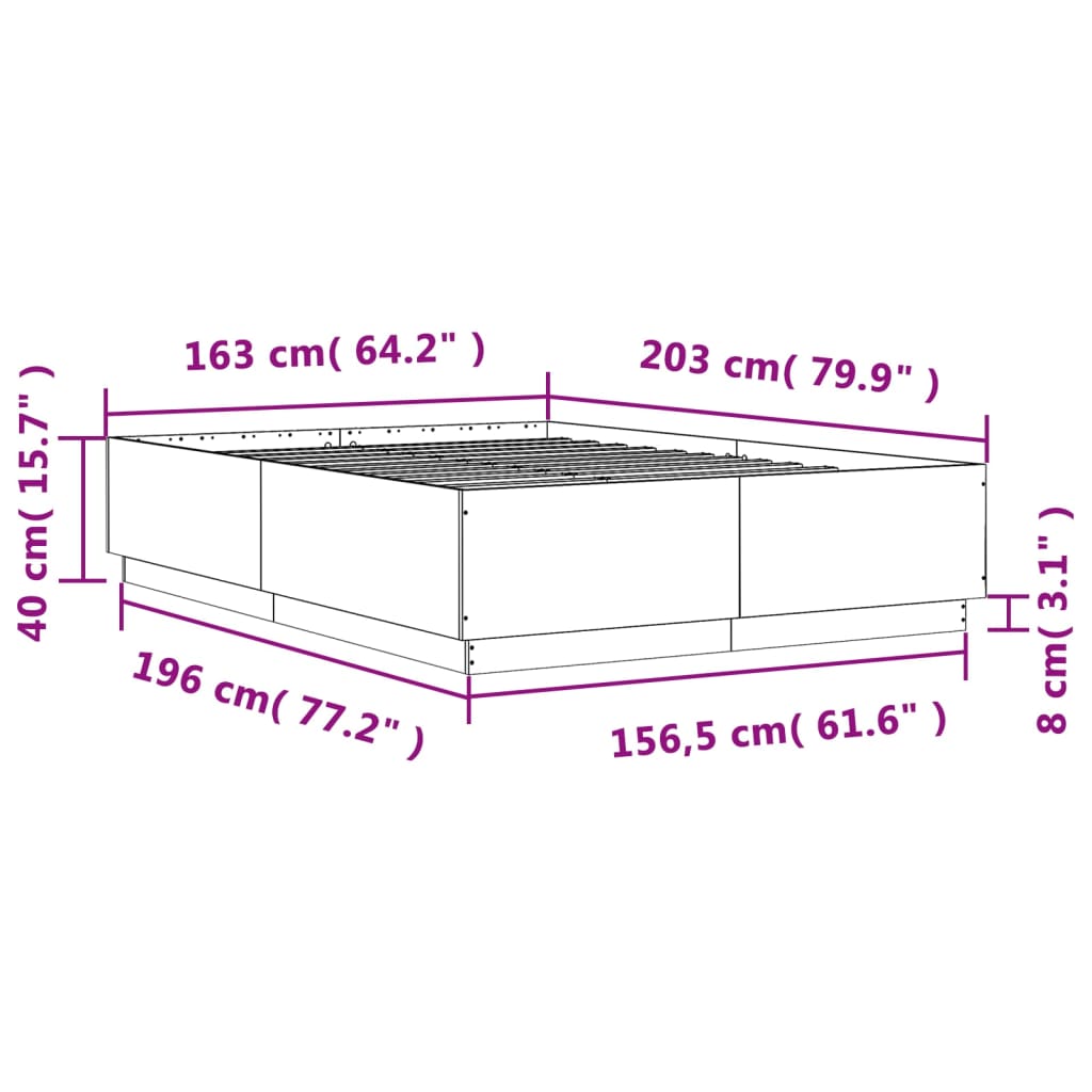 Bettgestell Weiß 160x200 cm Holzwerkstoff