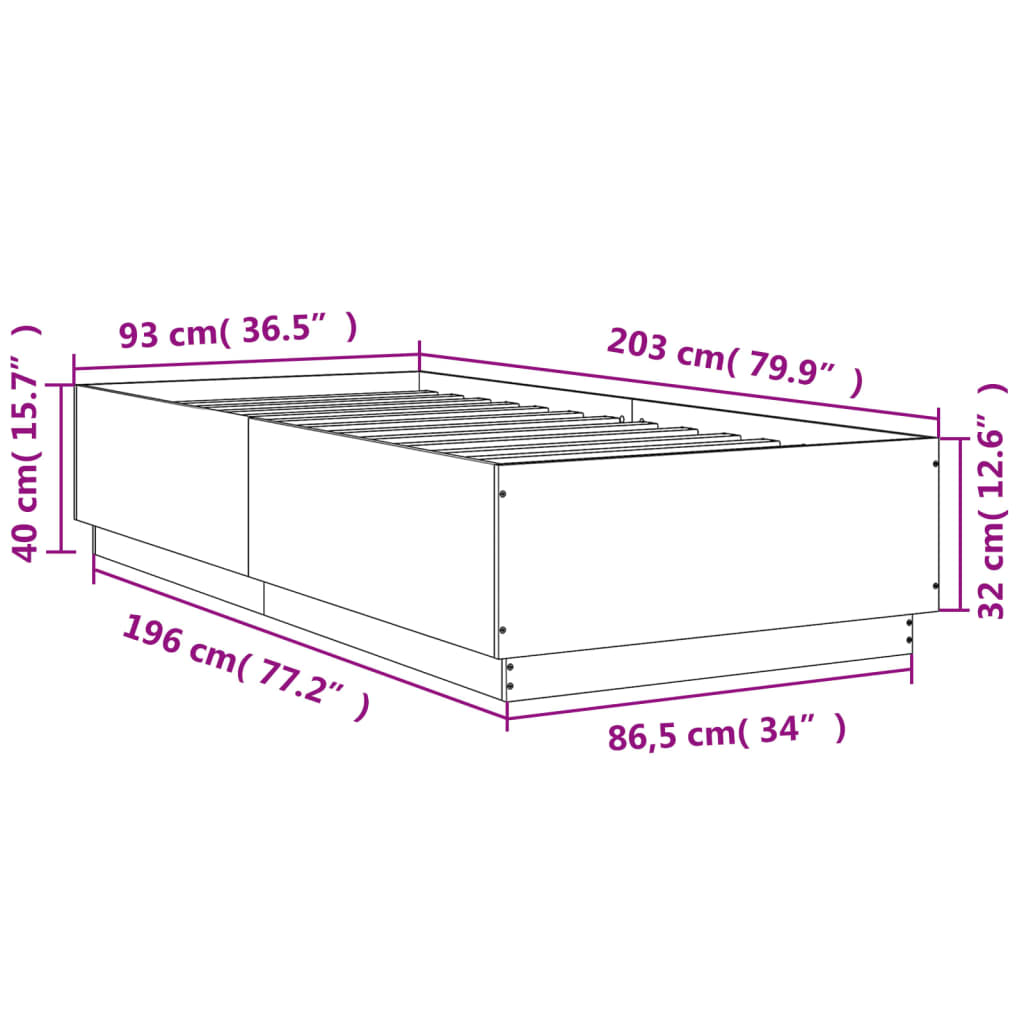 Bettgestell Weiß 90x200 cm Holzwerkstoff